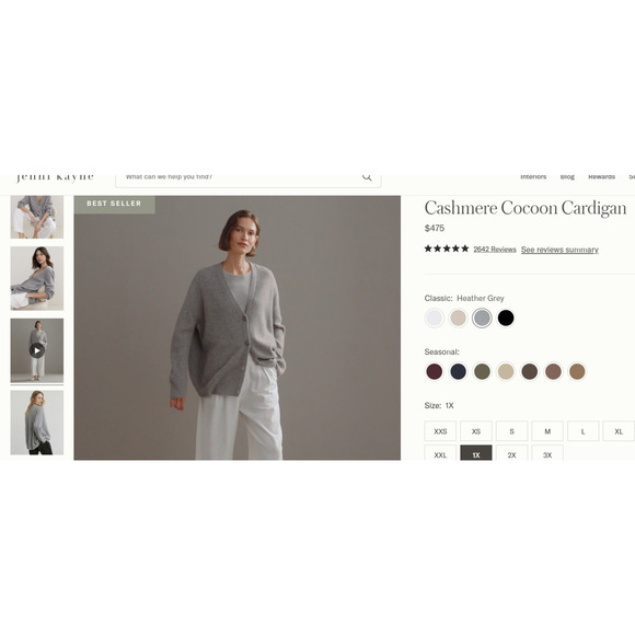 Jenni Kayne Cashmere Cocoon Cardigan Heather Grey Women’s Plus Size 1X Oversized - Picture 16 of 16